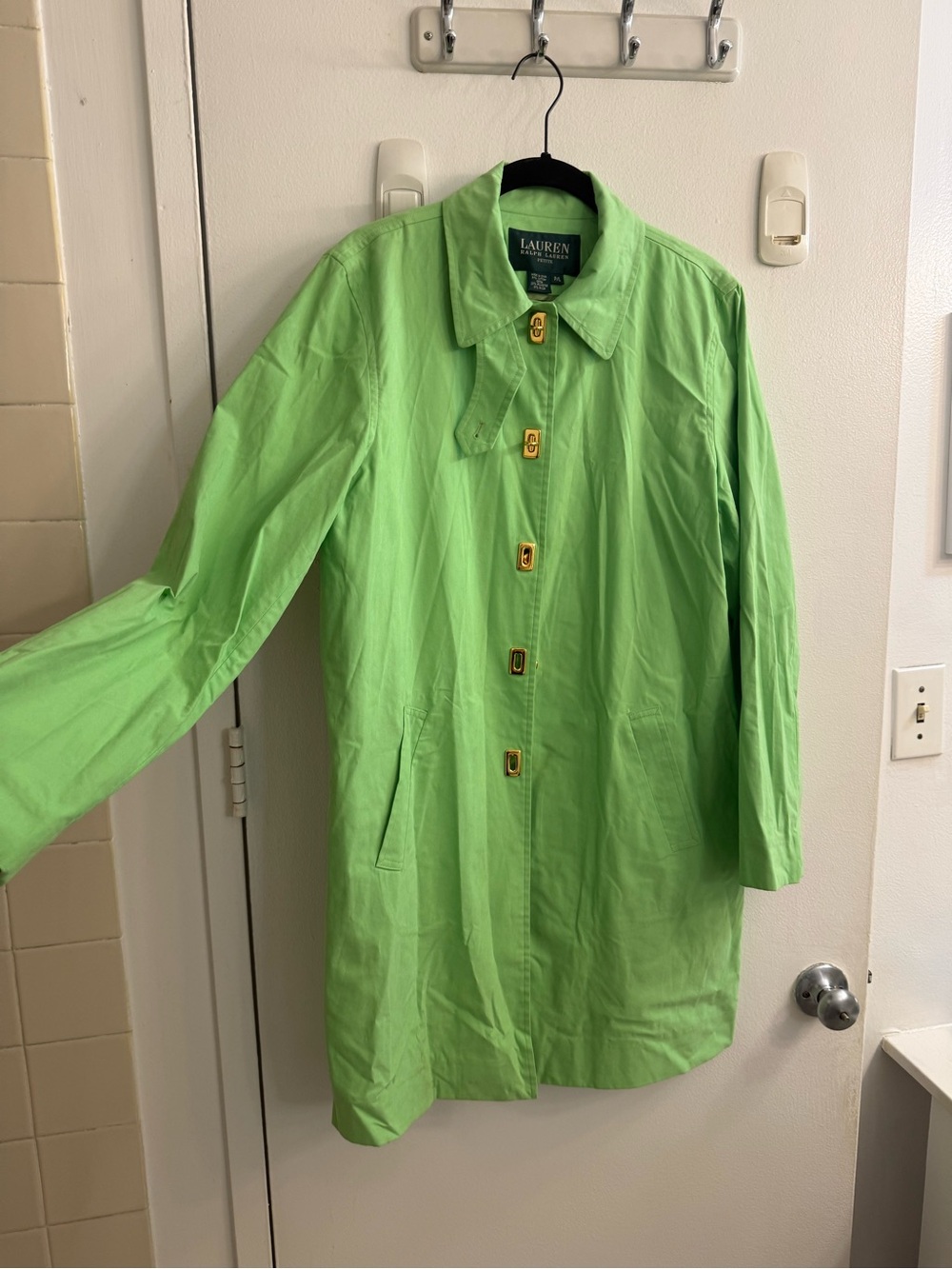 VINTAGE-Lauren Ralph Lauren Lime Green Lightweight Trench Coat